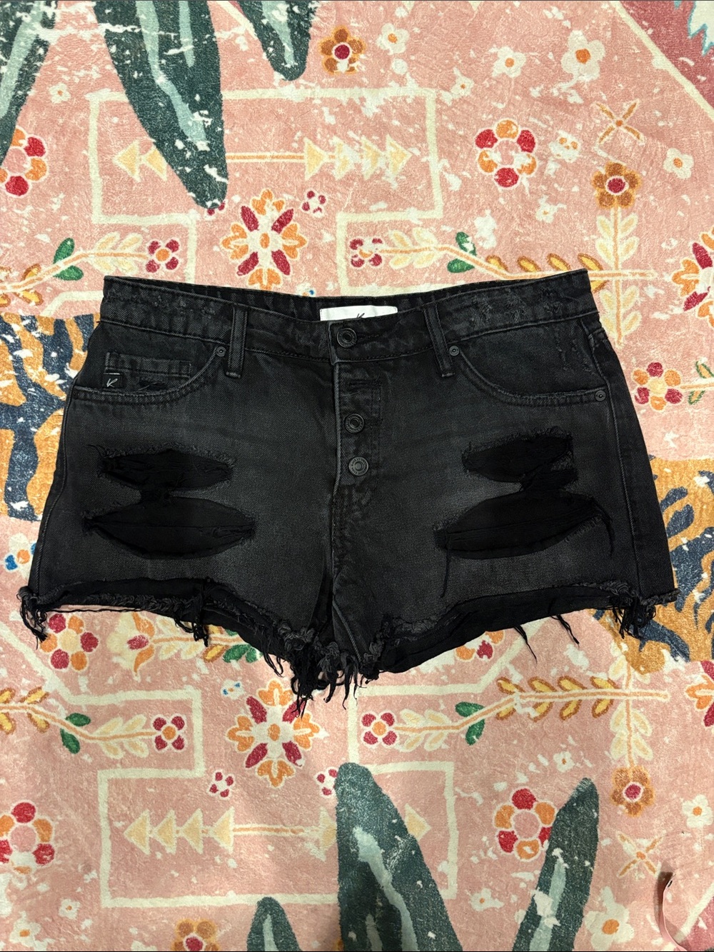 KanCan Black Distressed Denim Cutoff Shorts